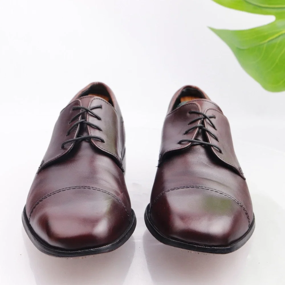 Florsheim Shoes Mens Welles Oxford Size 10.5 D Brown Leather Cap Toe Derby Dress